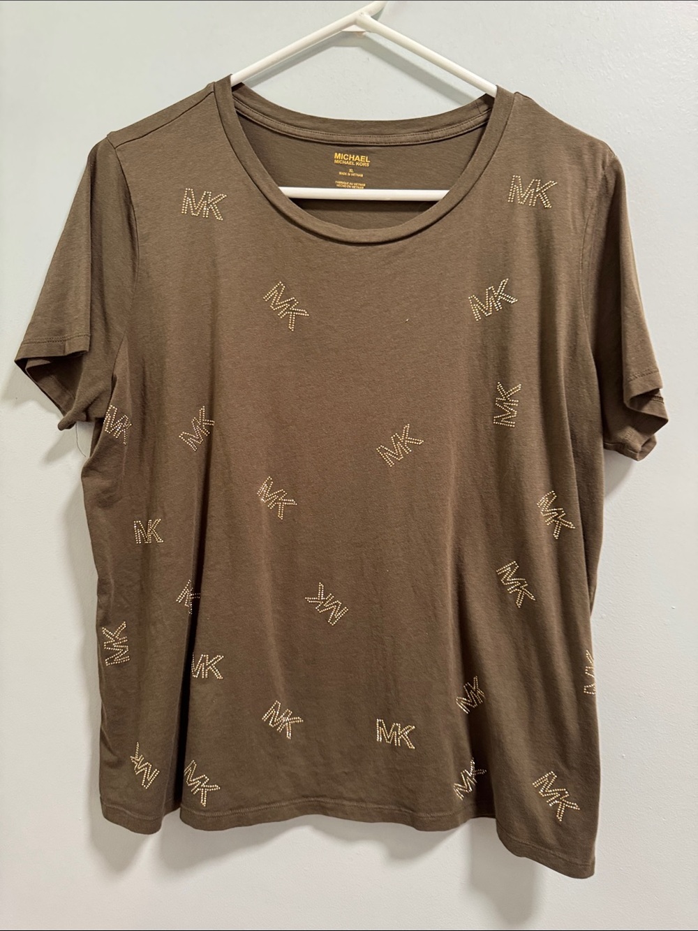 Michael Kors Green Short-Sleeve Logo Embroidered Tee